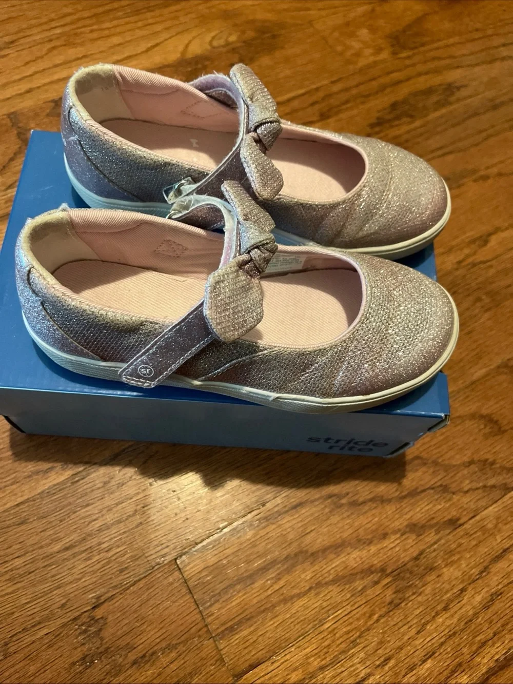 Stride Rite Sr Selena Girls Pink Glitter Mary Jane Shoes Size 13.5W.